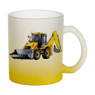 Moon River JCB 3CX skleněný hrnek žlutý 330 ml