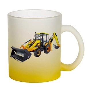 Moon River JCB 3DX skleněný hrnek žlutý 330 ml