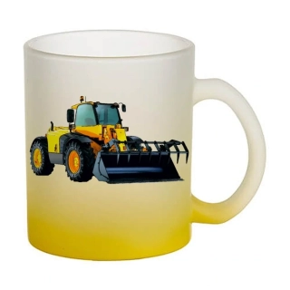 Moon River JCB manipulátor skleněný hrnek žlutý 330 ml