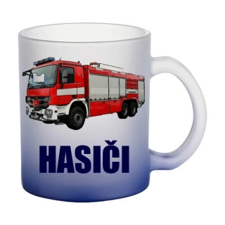 Moon River Mercedes-Benz ACTROS HASIČI skleněný hrnek modrý 330 ml