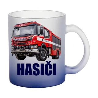 Moon River Scania  HASIČI skleněný hrnek modrý 330 ml