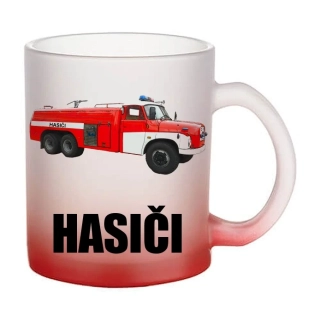 Moon River Hasičské auto  CAS 32 HASIČI skleněný hrnek červený 330 ml