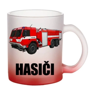 Moon River Hasičské auto  CAS 30 HASIČI skleněný hrnek červený 330 ml