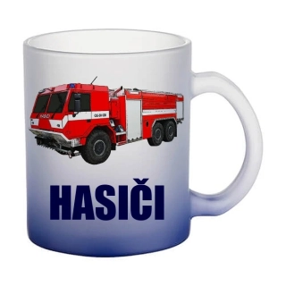 Moon River Hasičské auto  CAS 30 HASIČI skleněný hrnek modrý 330 ml
