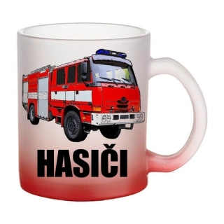 Moon River Hasičské auto  HASIČI skleněný hrnek červený 330 ml