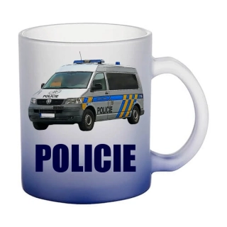 Moon River POLICIE Vw Multivan T5 skleněný hrnek tmavě modrý 330 ml