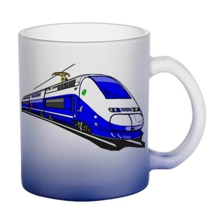 Moon River lokomotiva TGV skleněný hrnek tmavě modrý 330 ml