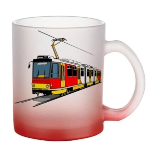 Moon River tramvaj  II skleněný hrnek červený 330 ml